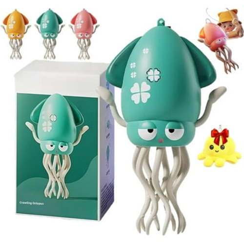 Electric Magic Dancing Octopus Toy, 2025 New Electric Auto-Avoid Crawling Octopus with LED & Music, Smart Interactive Auto-Wiggling Robotics for Indoor Play & Sensory Development (Green)