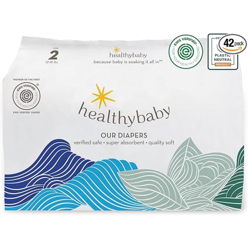 Healthy Baby Diapers | EWG Verified | Made with Organic Cotton | Size 2 (12-18 lbs) 42 Count