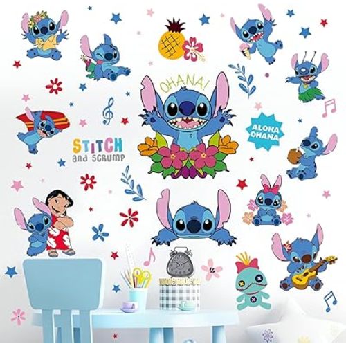 Wall Stickers for Kids, Cartoon Character Stickers for Children Room, DIY Removable Stickers for Baby Kids Nursery Girls Bedroom Living Room Playroom Wall Decoration by HeyAlpha (Aloha)