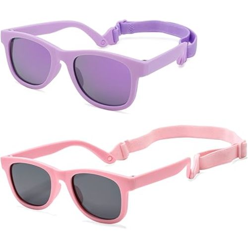 COASION Bendable Polarized Soft Baby Sunglasses with Strap Age 0-24 Months