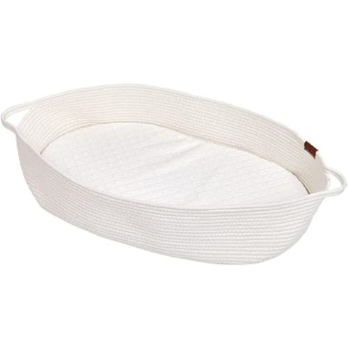 Portable Cotton Rope Moses Basket for Newborns – Baby Changing Basket Inspired 100% Cotton Baby Changing Basket with Plush Pad & Waterproof Mattress Cover – Stylish Nursery Essential