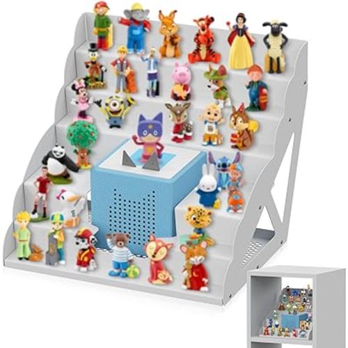 for Tonie Shelf Magnetic,Toniebox Storage for 30-50 Tonie Figures Storage, Characters and Toniebox for Girls and Boys in White(13.7" D x 12.7" W x 10.6" H)