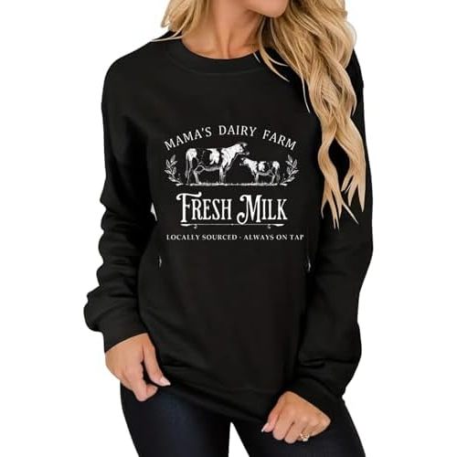 Women Nursing Sweatshirts for Breastfeeding Zip Nursing Friendly Maternity Sweater Mama's Daily Farm Fresh Milk Pullover Tops