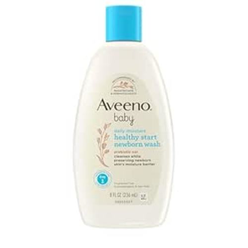 Aveeno Baby Healthy Start Nourishing Newborn Wash, Hypoallergenic Baby Body Wash, Prebiotic Oat, Gently Cleanses Sensitive Skin, No added Fragrances & Parabens, Tear-free, 8 fl. oz