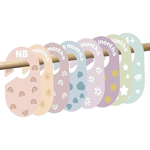 Baby Closet Dividers, 1 Set of 8 - Durable Plastic Baby Clothes Organizer for Nursery Closet, Double-Sided Dividers for Newborn to Toddler, Clothes Organizer by Size & Age