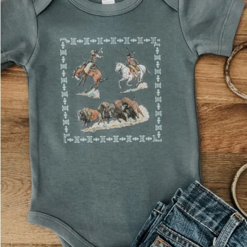 Cowboy's & Indian's Baby Bodysuit (Baby) - Harbor Blue