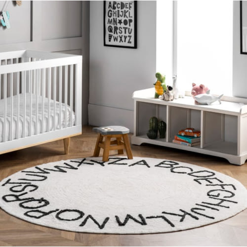 Nursery Alphabet Washable Ivory Rug