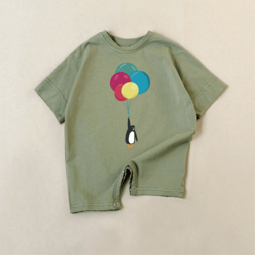Penguin Flying with Balloon Baby Romper 6-12 months