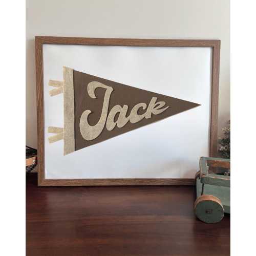 Framed Custom Name Pennant Flag- Large