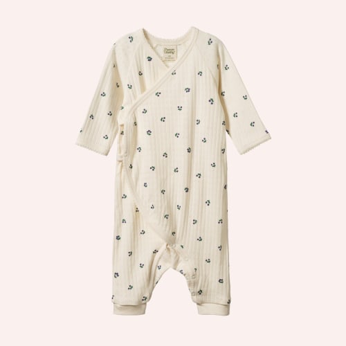 Kimono Stretch & Grow Pointelle - Winter Berry Print