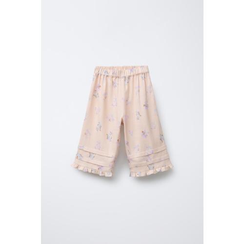 LINEN BLEND RUFFLE CULOTTES - Peach | ZARA United States