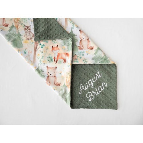 Forest Animals - Personalized Baby Blanket - Minky Baby Blanket - Baby Blanket with Name - Monogram Baby Blanket - Gender Neutral Baby Gift