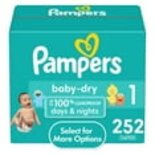Pampers Baby Dry Diapers Size 1, 252 Count - Leakproof & Hypoallergenic