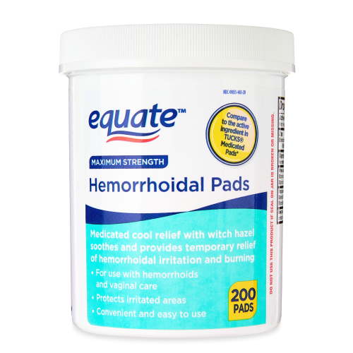 Equate Maximum Strength Medicated Cool Relief Hemorrhoidal Pads, 200 Count HSA/FSA Eligible