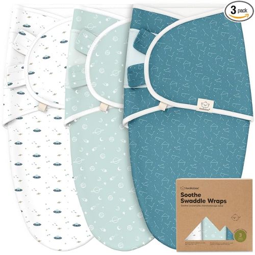 3-Pack Organic Baby Swaddle Sleep Sacks - Swaddles for Newborns, Infant 0-3 Months, Baby Girls, Boys, Soft & Snug Newborn Sleep Sack, Nursery Swaddling Blankets (Galaxy, OS)