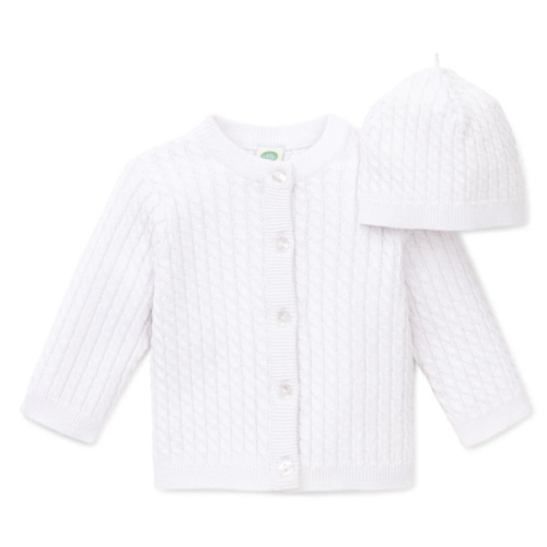 White Cable Sweater and Hat