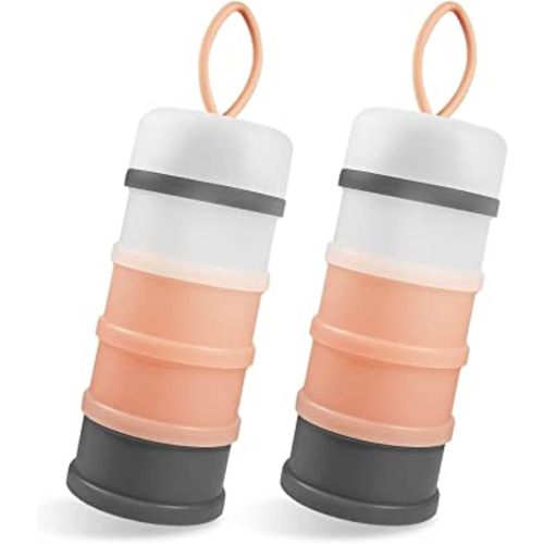 2 Pack Baby Formula Dispenser on The Go, Portable Formula Container to Go, Non-Spill Stackable BPA Free Baby & Kids Snack Containers - Pink