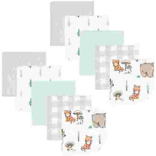 Hudson Baby Flannel Washcloths, Neutral Woodland Pals 10Pk, One Size