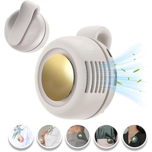 Portable Clip-On Fan, Mini USB Rechargeable 360° Rotatable Fan, Personal Fan 3-Speed Silent Mini Bladeless Fans (White)