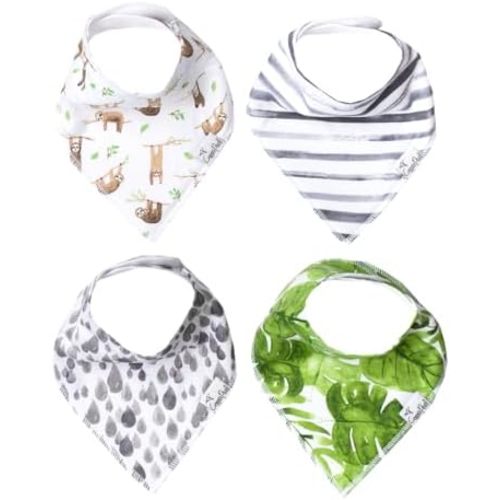 Copper Pearl Baby Bibs 4 Pack, Printed Bandana Drool Bibs for Baby Girl & Boy, Soft Cotton Drooling Teething Bibs
