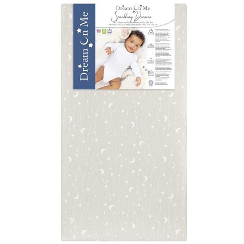 Dream On Me Sparkling Dreams 2 in 1 Baby Mattress, Fits All The StandardCribs, Full Size Cribs and Toddler Beds, Dual Sided Crib Mattress for Infants & Toddler, Made in USA