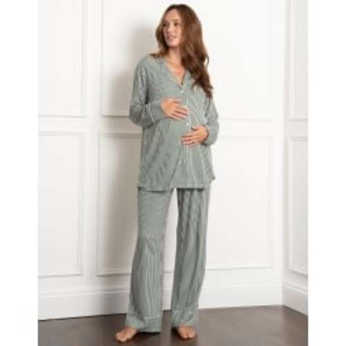 Aoife | Piped Shirt Maternity & Nursing Pyjama Set