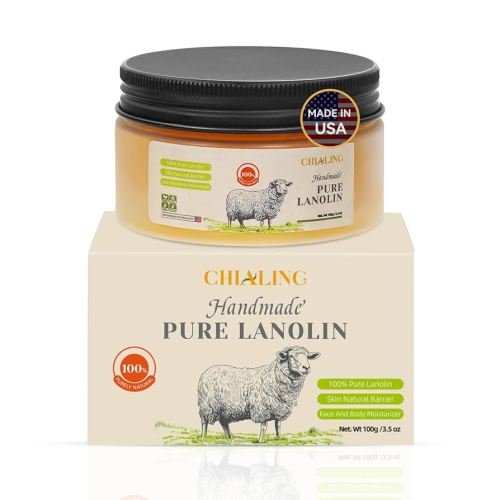 CHIALING Handmade Lanolin - 100% Pure Natural Australian Lanolin Cream - Made in USA - USP Grade Moisturizer for Dry/Cracked Skin, Nipple Discomfort, Lip Hydration & Eczema | Unscented, Additive-Free(3.5 oz)
