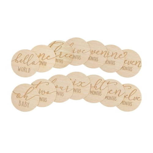 Wooden Monthly Milestone Photo Cards - 6 Double-Sided Engraved Discs for Baby Announcement and Milestones, Holiday Baby Photos, Gender-Neutral Photo Props for Newborn Boy and Girl, Bass Wood