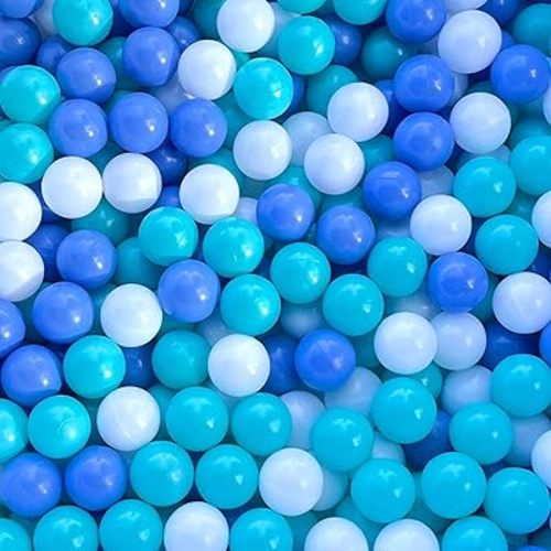 Ball Pit Balls 100 for Toddlers Crush Proof Plastic Balls for Ball Pit Phthalate Free BPA Free Colorful Pit Balls for Kids Babies Pool Play Tent Gift 2.2 Inches (Blue Green White)