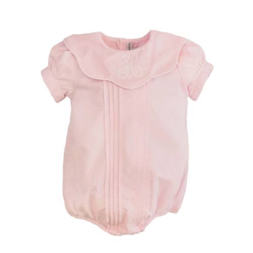 Pink Scalloped Bib Collar Bubble with Monogram - Dressy Bubble