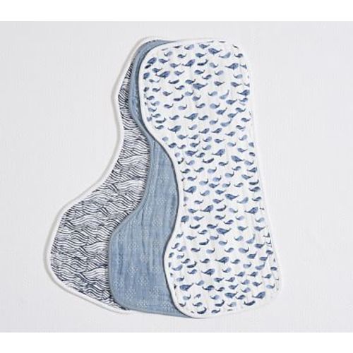 Jack Organic Muslin Burp Cloth Set Of 3, Navy Multi