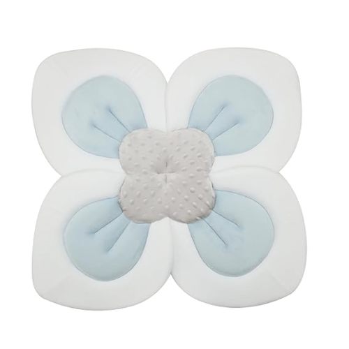 PandaEar Baby Bath Pad for Infant Newborn | Soft Flower Petals for Sink Bathtub Essentials Shower Gift (Blue)