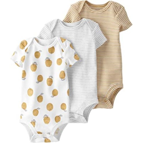 little planet by carter's Baby 3-Pack Organic Cotton Short-Sleeve Rib Bodysuits