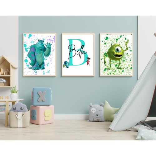 Custom Monsters Inc. Digital Prints - Personalized Name Art, Cute Pixar Wall Decor, Kids Room Nursery, Instant Download, Birthday Gift