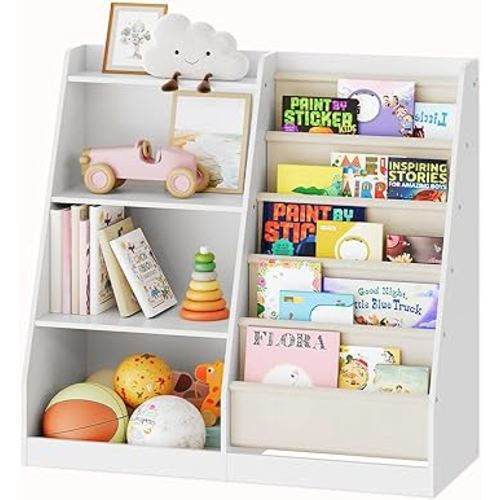 4-Tier Kids Bookshelf and Toy Storage, White