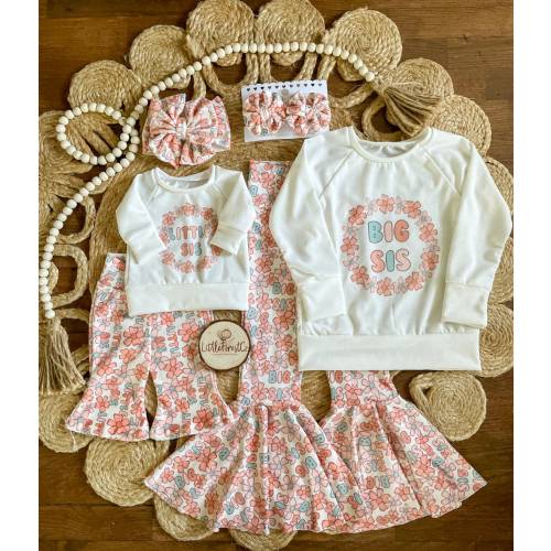 Lil Sis Big Sis Outfits | Velvet Sister Bell Bottoms | Matching Sister Outfits | Little Sis Outfit | Big Sis Outfit | Bell Bottoms