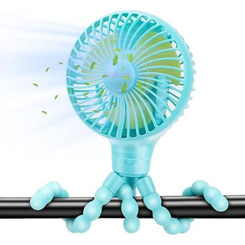 Automatic Oscillating Stroller Fan, With Detachable Tripod and 180° Electric Powered Rotate Portable Personal Small Mini Rechargeable USB Car Seat Clip on Fan for Crib Office Treadmill Bike Travel