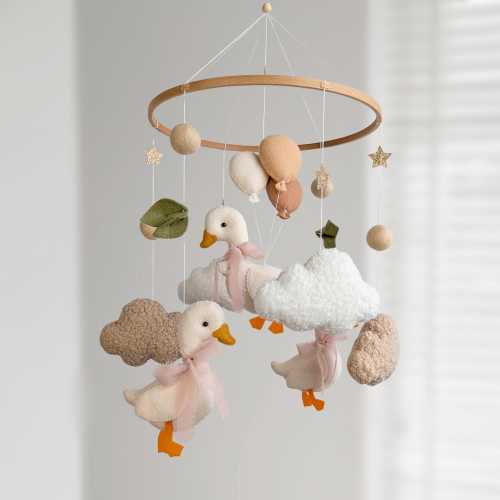 Baby Crib Mobile Silly Goose: Boho Classic Nursery, Neutral Baby shower Gift