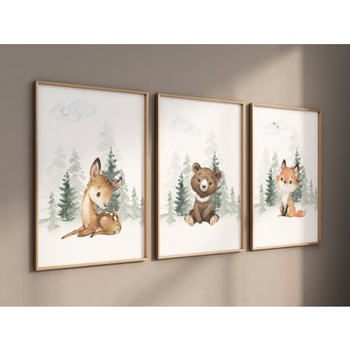 Nursery decor woodland, Woodland Nursery Wall Art, Woodland Print Set, animal prints, Woodland Animal Prints, gender neutral nursery