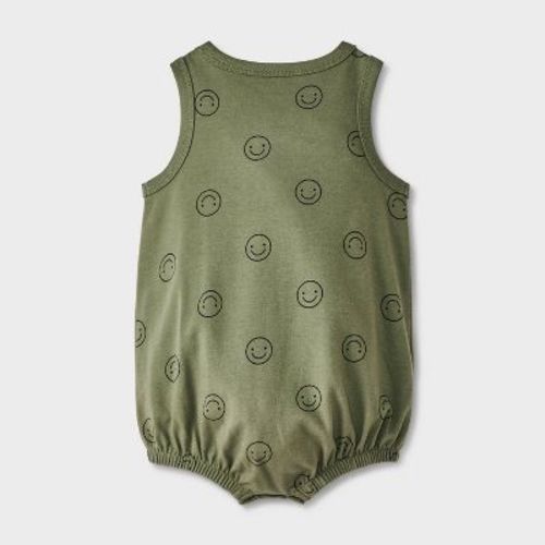 Baby Boys' Smiley Face Romper - Cat & Jack™ Green Newborn