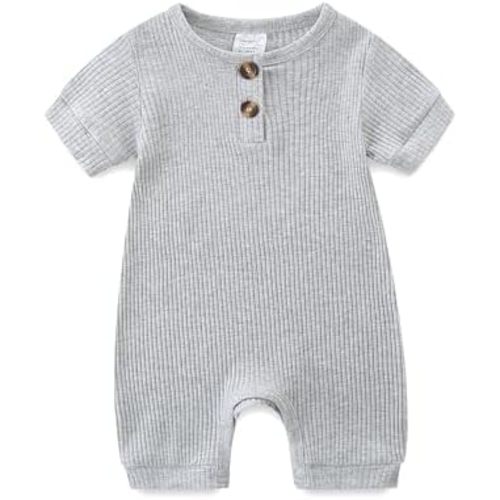 Unisex Newborn Baby Romper Ribbed Onesie Infant Long/Short Sleeve Jumpsuit