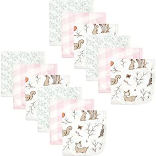 Hudson Baby Unisex Baby Cotton Muslin Washcloths, Enchanted Forest, One Size