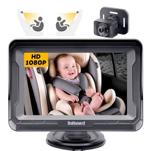 DoHonest Baby Car Camera HD 1080P - Rear-Facing Car Baby Monitor with Night Vision, Adjustable View Angle, Easy Setup, Anti-Glare Display, Safety for Kids & Infants