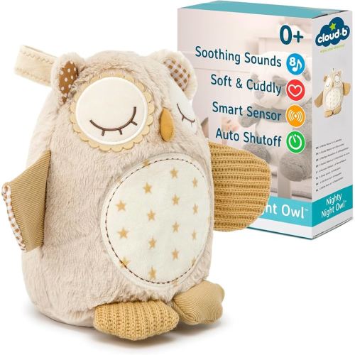 Cloud b Sound Machine with White Noise Soothing Sounds | Cuddly Stuffed Animal | Adjustable Settings and Auto-Shutoff | Nighty Night Owl™ Smart Sensor