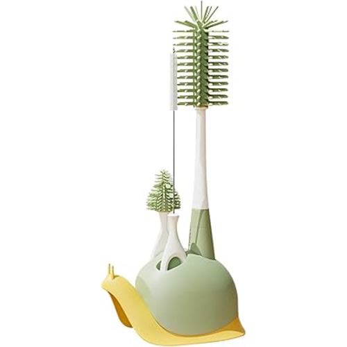 Silicone Bottle Brush - Portable Baby Bottle Brush Set| Bottle Cleaner Brush Set| Baby Bottle Straw Brush | Flexible Bottle Brush with Stand Bottle Brush Cleaner for Baby Bottles Straws