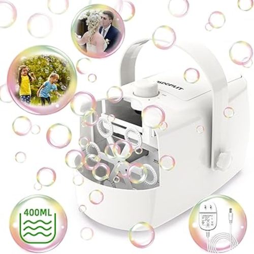 Bubble Machine, Automatic Bubble Blower, 8000+ Big Bubbles Per Minute, Bubble Maker for Kids Toddlers, Operated by Plug-in or Batteries, Bubble Toys for Indoor Outdoor Birthday Party
