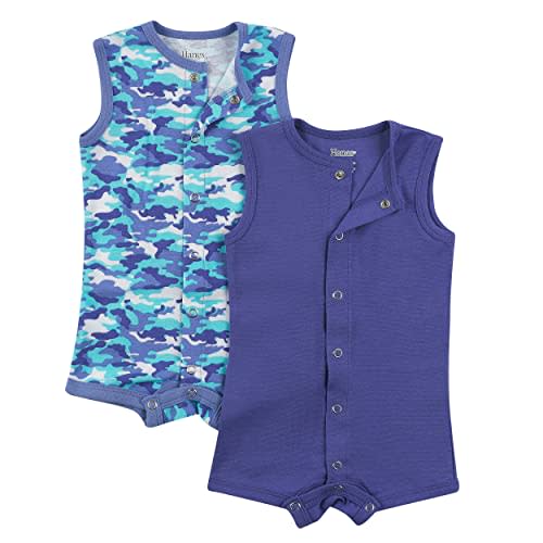 Hanes Baby Ultimate Flexy Button Up Short Sleeve Bodysuit Romper (2 Pack)