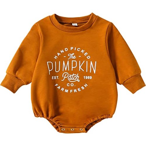Ayalinggo Toddler Infant Baby Girl Boy Halloween Outfit Pumpkin Sweatshirt Oversized Onesie Bubble Romper Sweater Clothes