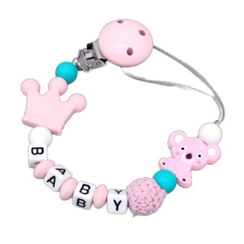 CCOCC Pacifier Clip,Baby-Safe Pacifier Clips Baby Girl,Soft Silicone Fun Design Binky Clips,Pink