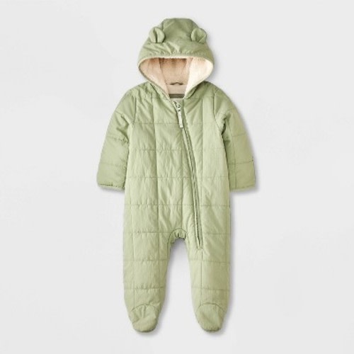Baby Bunting Puffer Snowsuit - Cat & Jack™, Color: Olive Green, Size: 3M